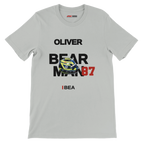 f111 merch silver color t-shirt with bearman branding.