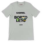 f111 merch silver color t-shirt with bortoleto branding.