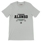 f111 merch silver color t-shirt with fernando-alonso branding.