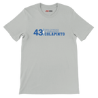 f111 merch silver color t-shirt with franco-colapinto branding.