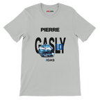 f111 merch silver color t-shirt with gasly branding.