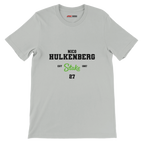 f111 merch silver color t-shirt with nico-hulkenberg branding.