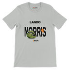 f111 merch silver color t-shirt with norris branding.