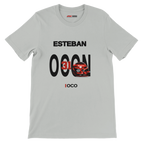 f111 merch silver color t-shirt with ocon branding.