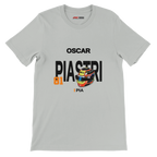 f111 merch silver color t-shirt with piastri branding.