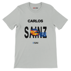 f111 merch silver color t-shirt with sainz branding.