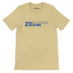 f111 merch soft-cream color t-shirt with alex-albon branding.