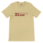 f111 merch soft-cream color t-shirt with esteban-ocon branding.