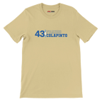 f111 merch soft-cream color t-shirt with franco-colapinto branding.