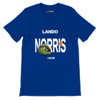 f111 merch true-royal color t-shirt with norris branding.