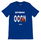 f111 merch true-royal color t-shirt with ocon branding.