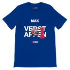 f111 merch true-royal color t-shirt with verstappen branding.