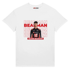 f111 merch white color t-shirt with bearman branding.