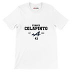 f111 merch white color t-shirt with colapinto branding.