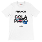 f111 merch white color t-shirt with colapinto branding.