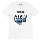 f111 merch white color t-shirt with gasly branding.