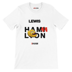 f111 merch white color t-shirt with hamilton branding.
