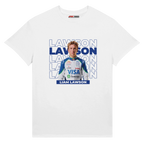 f111 merch white color t-shirt with lawson branding.