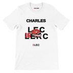f111 merch white color t-shirt with leclerc branding.