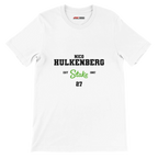 f111 merch white color t-shirt with nico-hulkenberg branding.