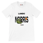 f111 merch white color t-shirt with norris branding.