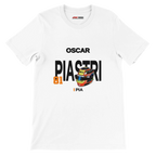 f111 merch white color t-shirt with piastri branding.