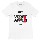 f111 merch white color t-shirt with verstappen branding.