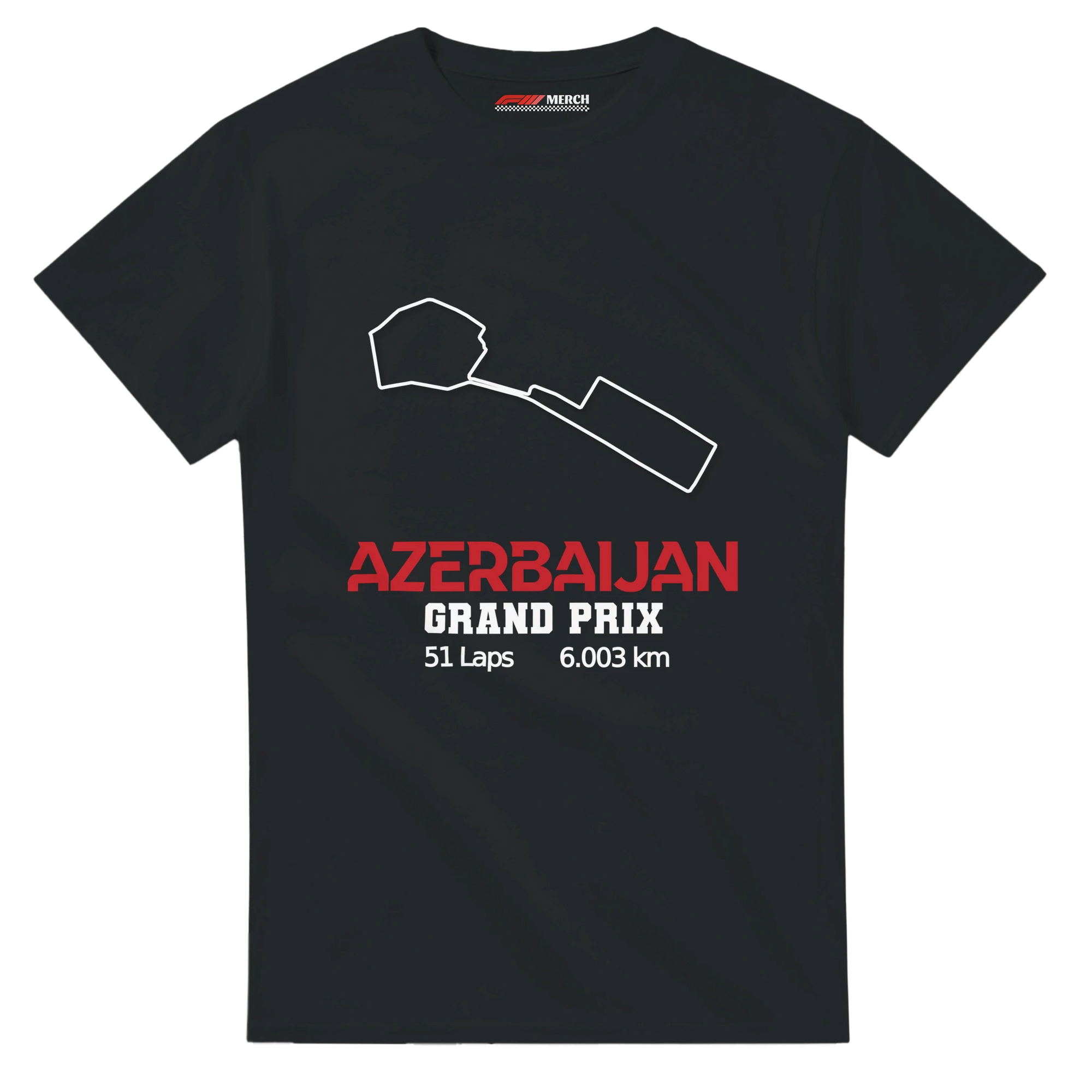 f111 merch black color t-shirt1 with azerbaijan-grand-prix branding.