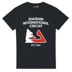 f111 merch black color t-shirt1 with bahrain-international-circuit branding.