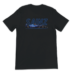 f111 merch black color t-shirt1 with carlos-sainz branding.