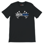 f111 merch black color t-shirt1 with carlos-sainz branding.