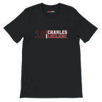 f111 merch black color t-shirt1 with charles-leclerc branding.