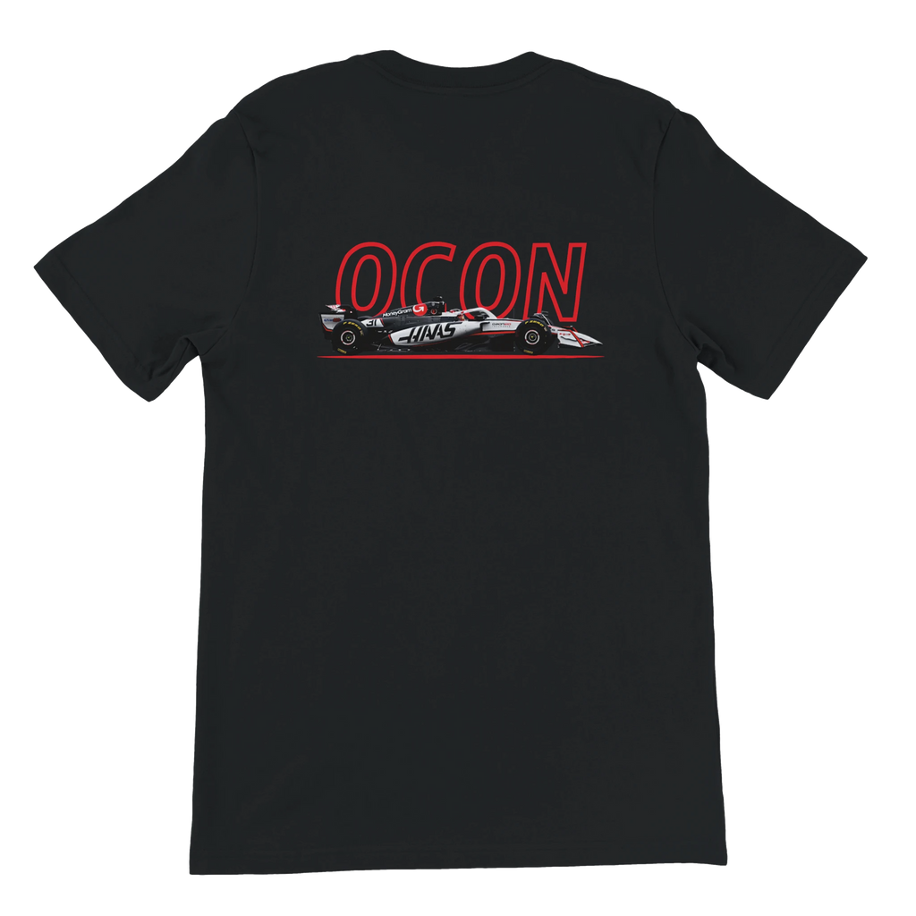 f111 merch black color t-shirt1 with esteban-ocon branding.