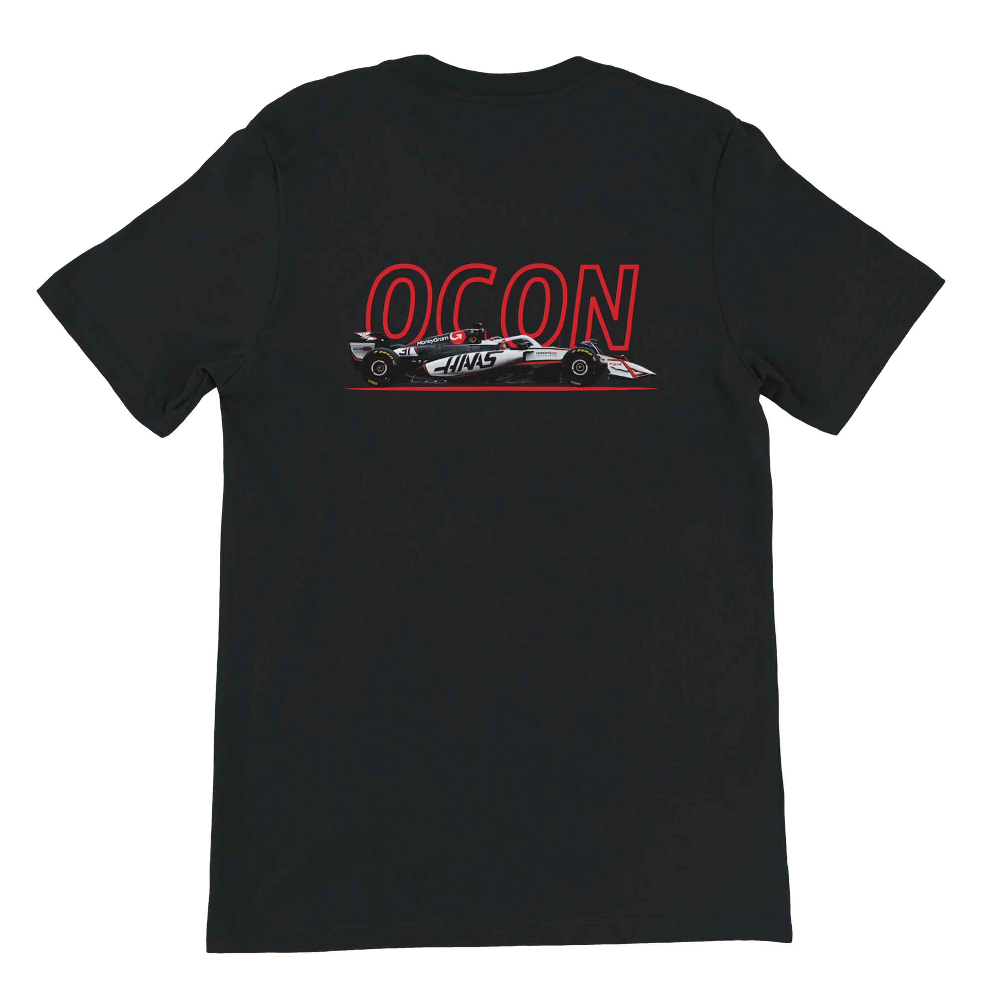 f111 merch black color t-shirt1 with esteban-ocon branding.