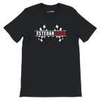 f111 merch black color t-shirt1 with esteban-ocon branding.