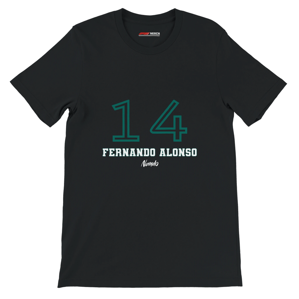 f111 merch black color t-shirt1 with fernando-alonso branding.