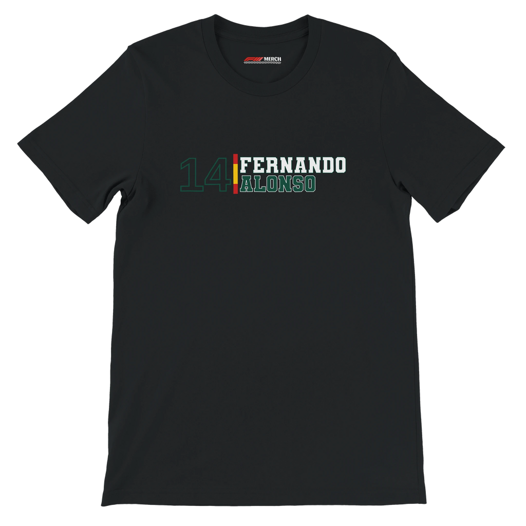 f111 merch black color t-shirt1 with fernando-alonso branding.