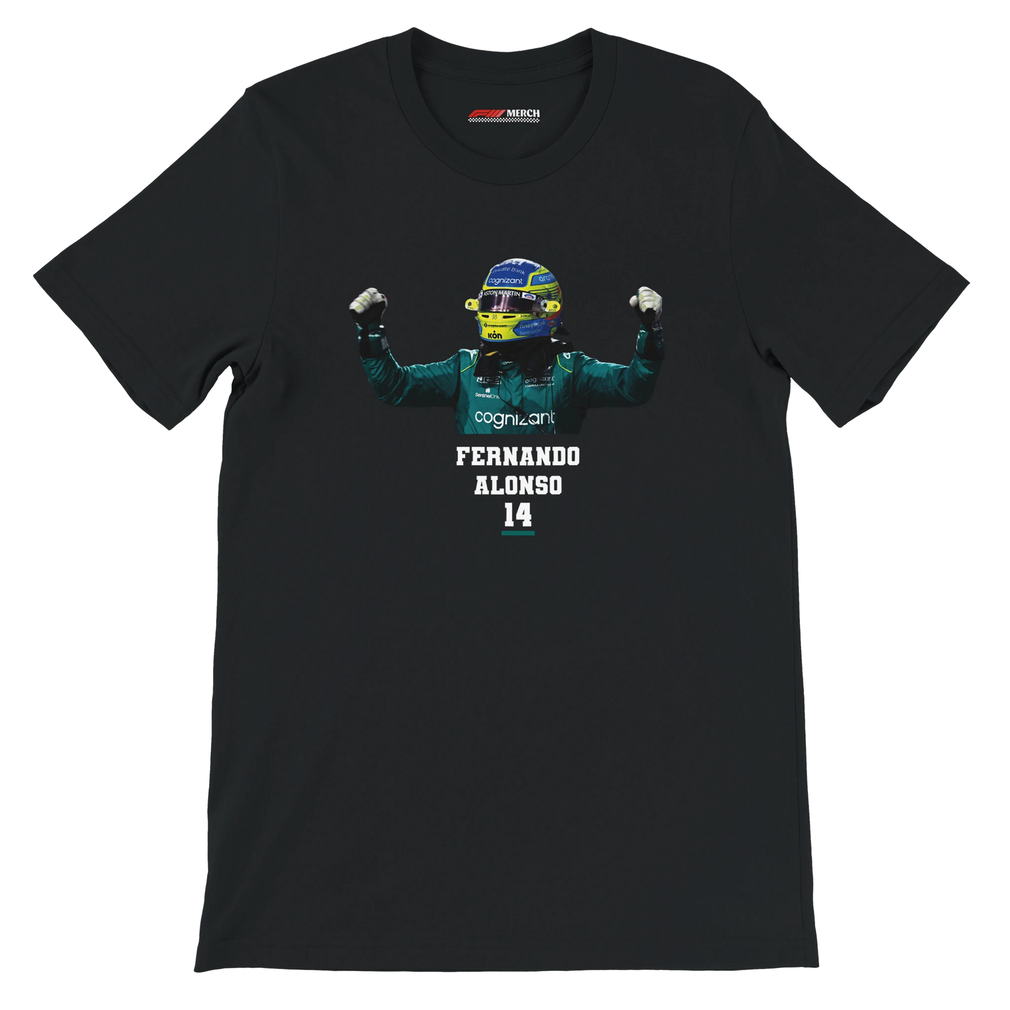 f111 merch black color t-shirt1 with fernando-alonso branding.