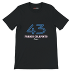 f111 merch black color t-shirt1 with franco-colapinto branding.