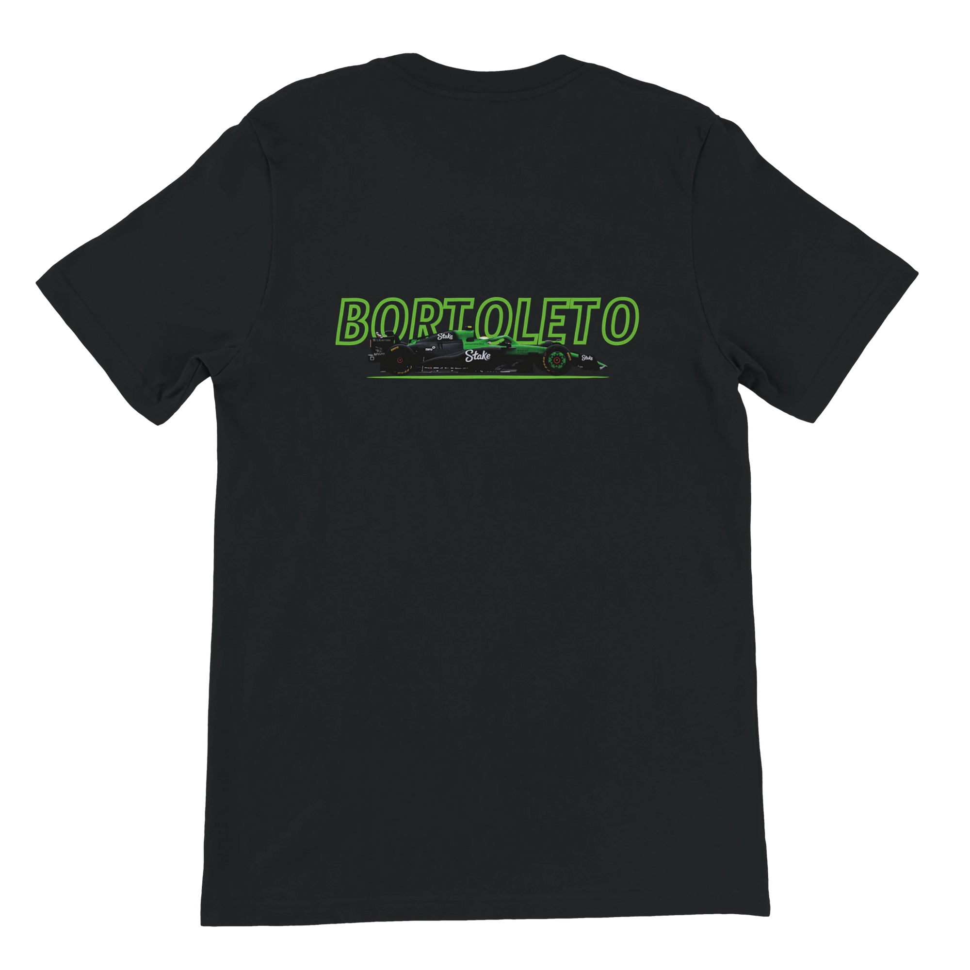 f111 merch black color t-shirt1 with gabriel-bortoleto branding.