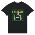 f111 merch black color t-shirt1 with gabriel-bortoleto branding.