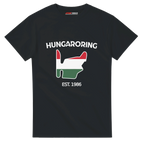 f111 merch black color t-shirt1 with hungaroring branding.