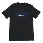 f111 merch black color t-shirt1 with isack-hadjar branding.