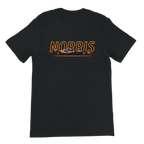 f111 merch black color t-shirt1 with lando-norris branding.