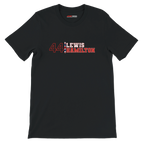 f111 merch black color t-shirt1 with lewis-hamilton branding.