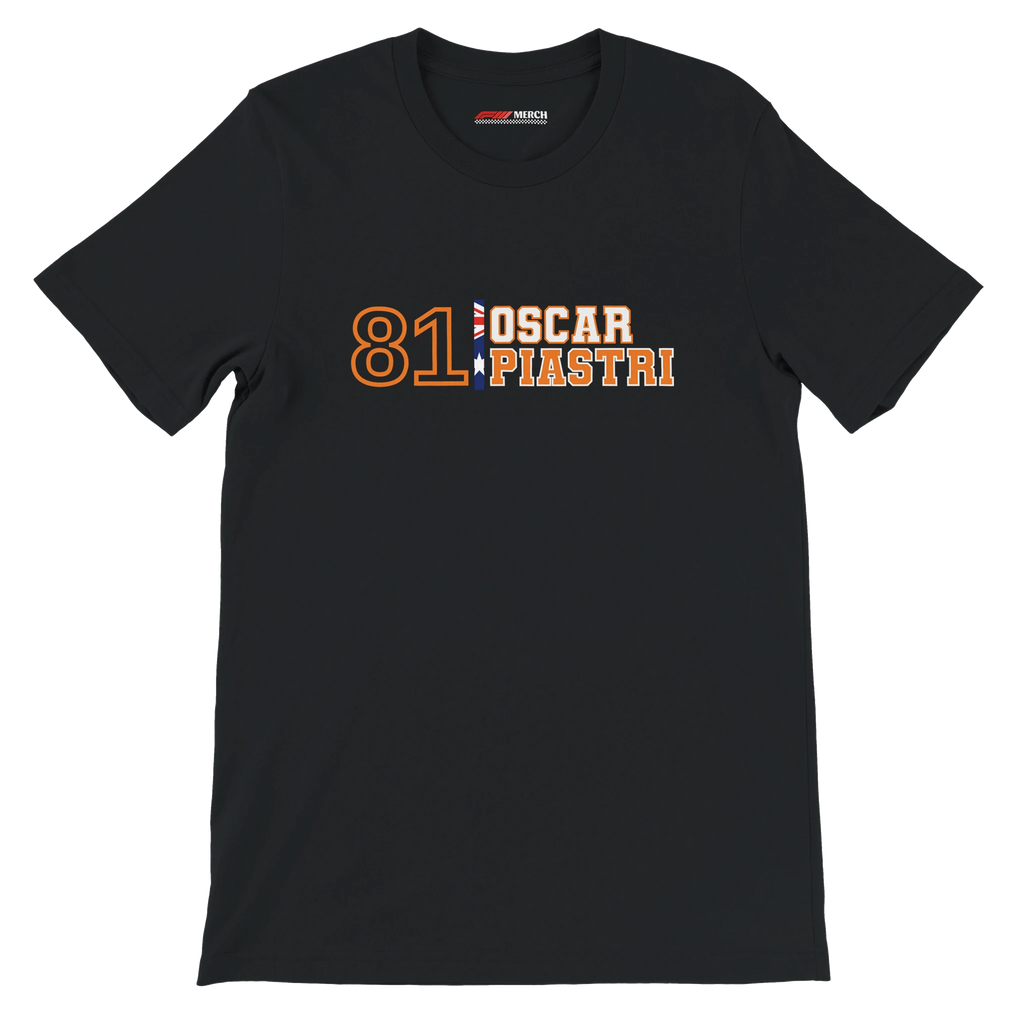 f111 merch black color t-shirt1 with oscar-piastri branding.