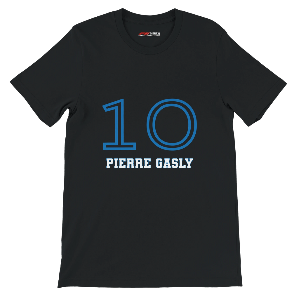f111 merch black color t-shirt1 with pierre-gasly branding.