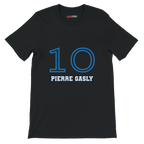 f111 merch black color t-shirt1 with pierre-gasly branding.