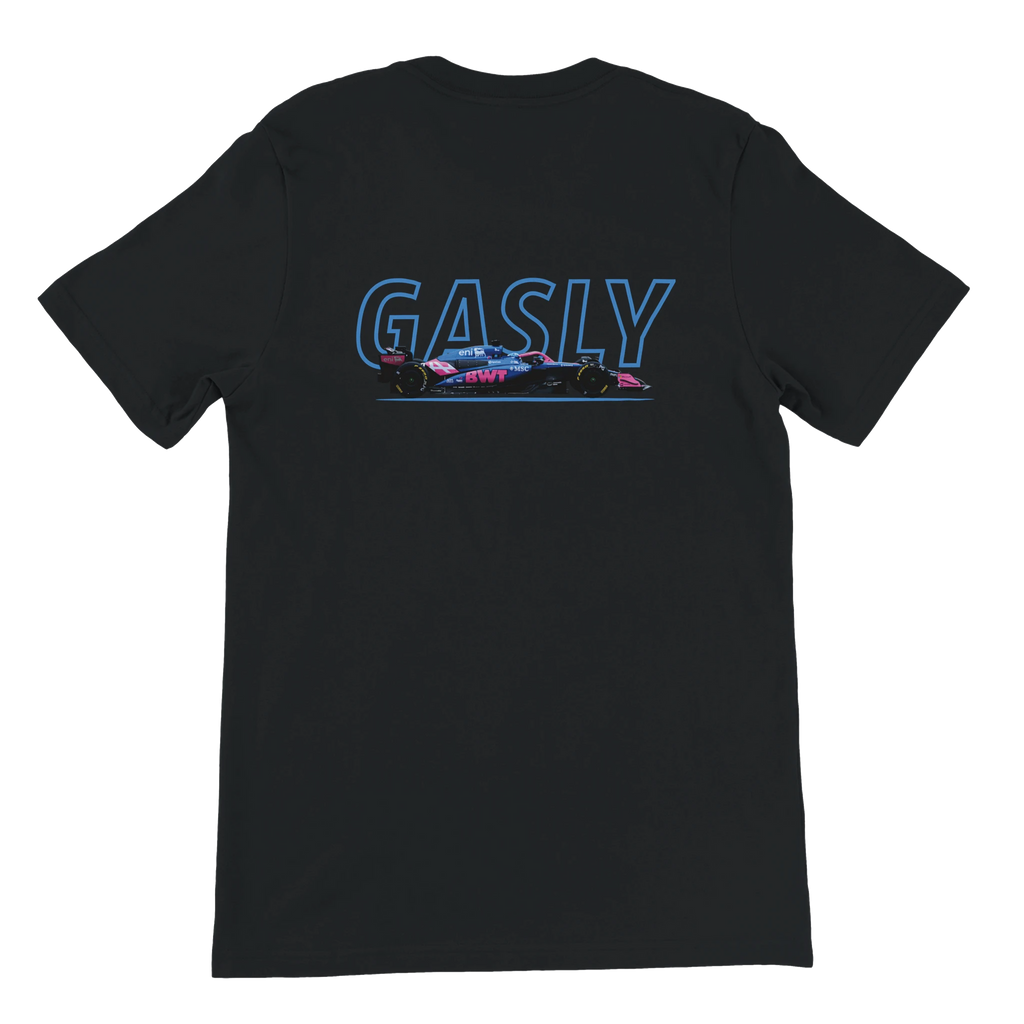 f111 merch black color t-shirt1 with pierre-gasly branding.