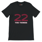 f111 merch black color t-shirt1 with yuki tsunoda branding.